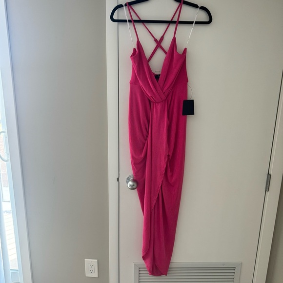 Lulus Dreamy Date Hot Pink Midi Dress - Size Small - Picture 4 of 6